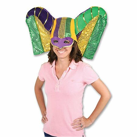 GOLDENGIFTS Masked Mardi Gras Hat With Sequined Drape, 6PK GO2482865